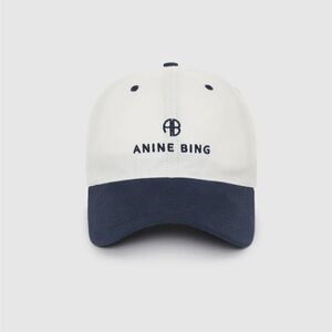 Anine Bing Classic White and Navy Baseball Cap